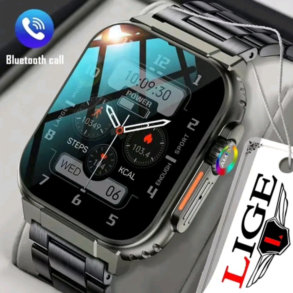 Smartwatch Pria LIGE AMOLED Sport & Health Monitoring Dengan Bluetooth Call