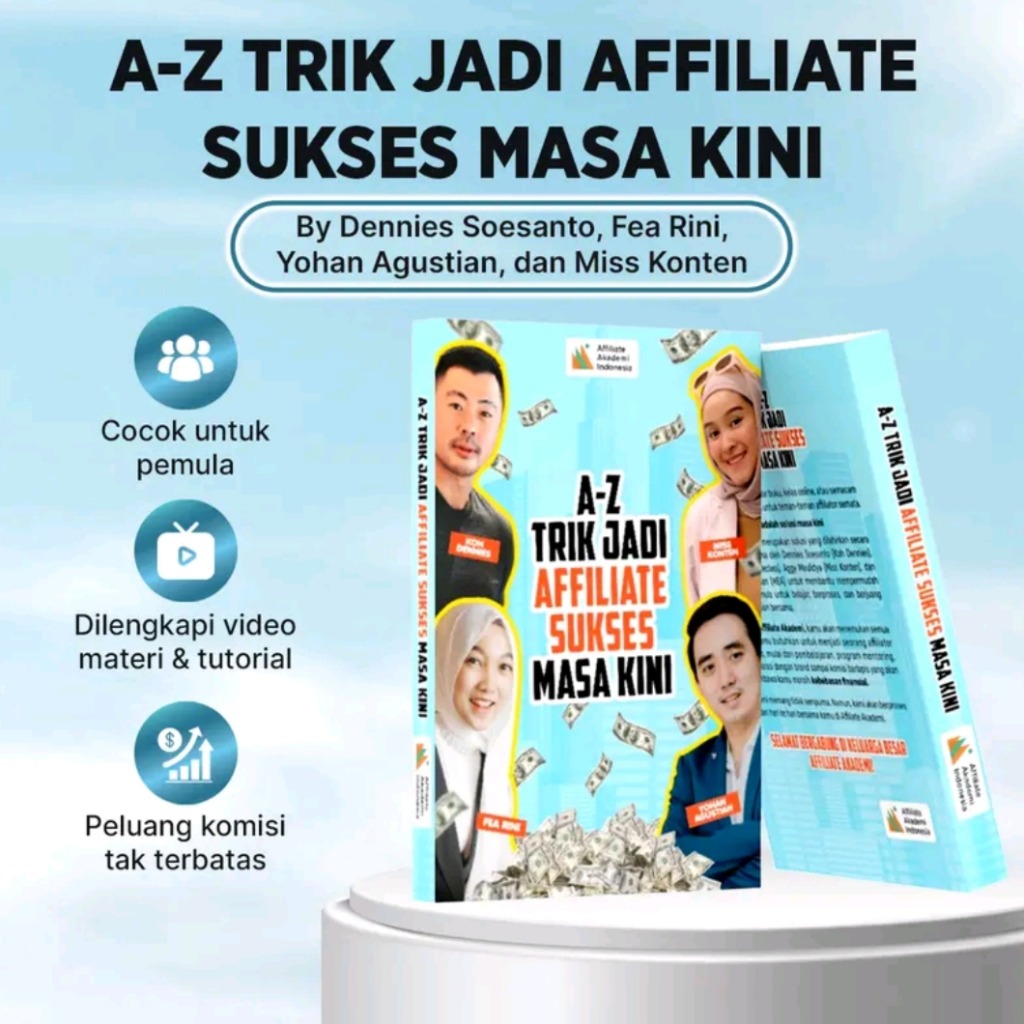 Buku Affiliate Akademi dan Modul Video A-Z Trik Jadi Affiliator Sukses